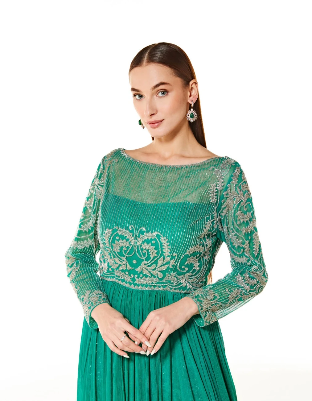 Adah Aqua Green Gown With Pant 4 Adah Aqua Green Gown With Pant - Image 2