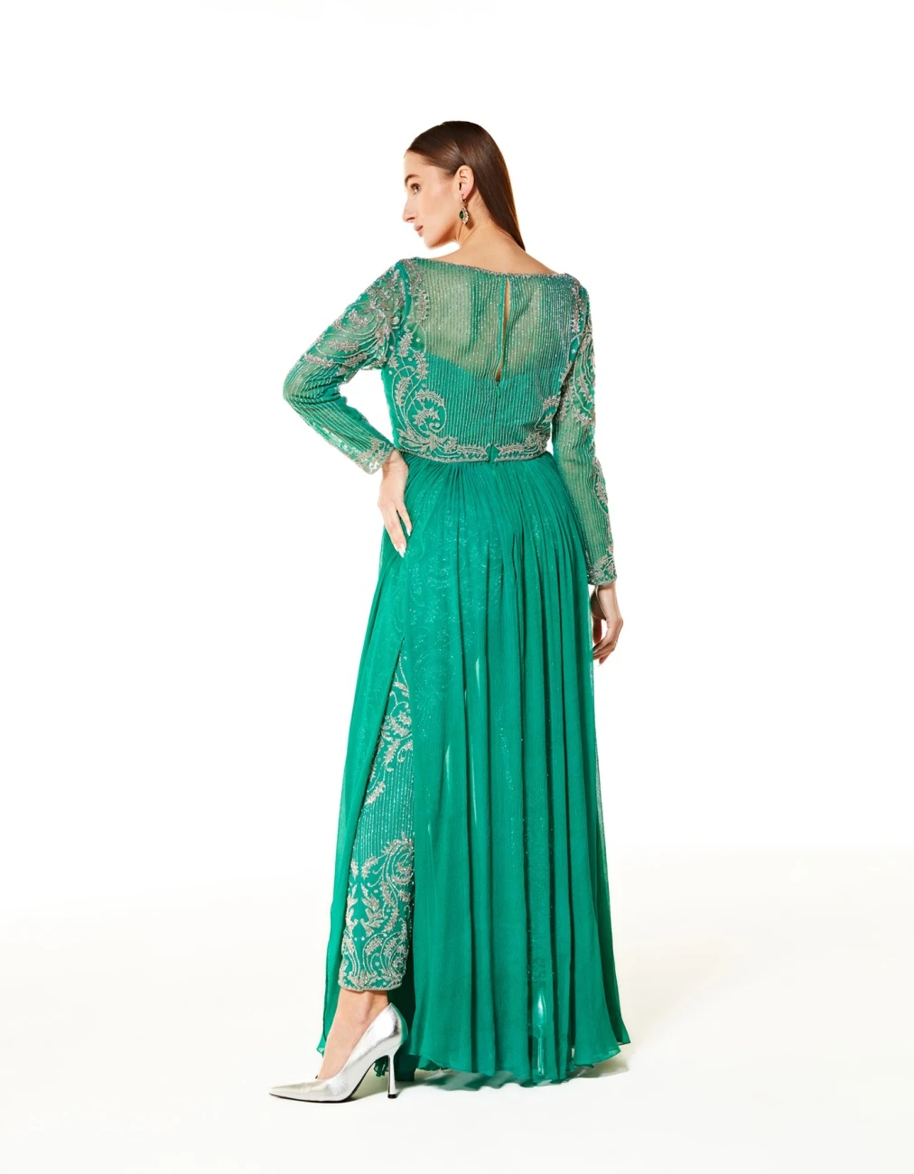 Adah Aqua Green Gown With Pant 6 Adah Aqua Green Gown With Pant - Image 4
