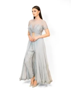 Grey Adah Gown With Embroidered Pant -Charmers Shop rr195033
