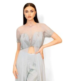 Grey Adah Gown With Embroidered Pant -Charmers Shop rr195034