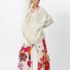 Ivory Abstract Floral Placement Print Trouser -Charmers Shop s3016pr1