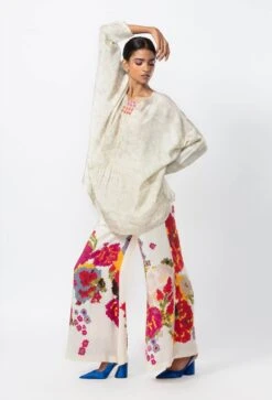 Ivory Abstract Floral Placement Print Trouser