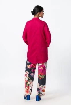 Black Abstract Floral Print Trousers -Charmers Shop s3019mrblackb