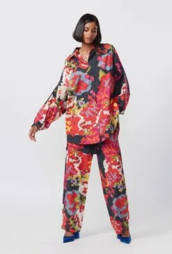 Multicolor Abstract Flroal Print Trousers
