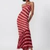 Red Abstract Print One Shoulder Slip Dress -Charmers Shop s3026mr1