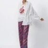 Ivory Cotton Leheriya Print Hgih Waist Trousers