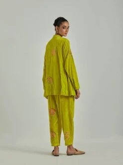 Lime Autumn Field Silk Vekvet Top -Charmers Shop saivr006ahvellmb