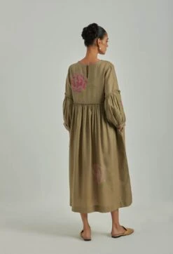 Beige Autumn Love Panel Wool Dress -Charmers Shop saivr009ahwoolplb