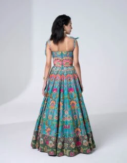 Hawaiian Teal Embroidered Corseted Gown -Charmers Shop sbbt024b