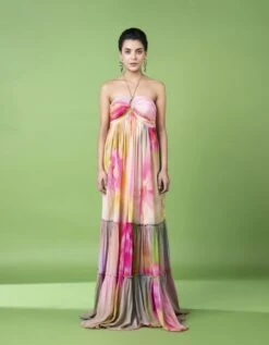 Drizzly Floral Rushed Tier Dress