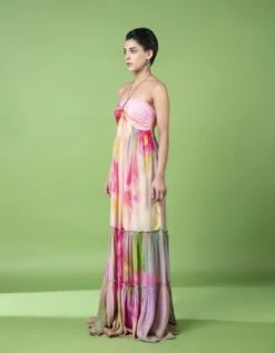 Drizzly Floral Rushed Tier Dress -Charmers Shop sbtsl0393