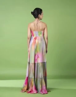 Drizzly Floral Rushed Tier Dress -Charmers Shop sbtsl039b