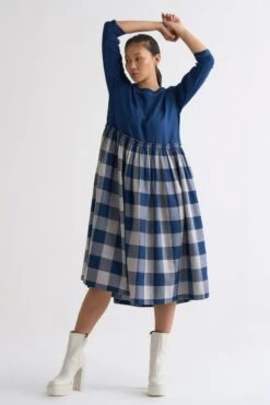 Navy Yoke Dress Co-Ord Set