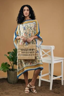 Bird And Tile Printed Kaftan Dress