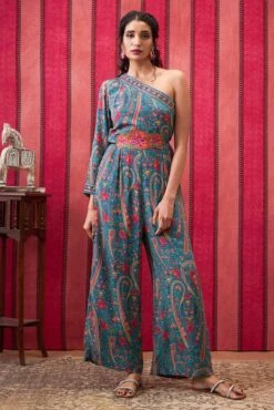 Qala Embellished One-Shoulder Jumpsuit