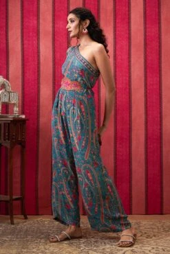 Qala Embellished One-Shoulder Jumpsuit -Charmers Shop sp41273