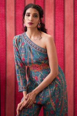 Qala Embellished One-Shoulder Jumpsuit -Charmers Shop sp41274