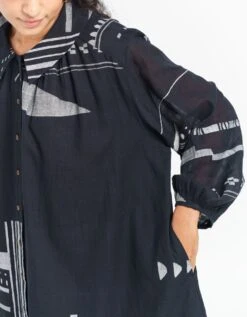 Abstract Patterned Oversized Shirt Dress -Charmers Shop ss23dre0083
