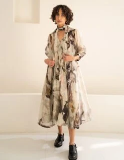 Scattered Petals Organza Throw On With Overlap Dress