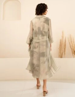 Mint Organza Solid Jacket And Scattered Petals Linen Jumpsuit -Charmers Shop ss23jj5b