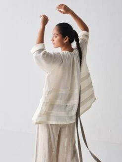 Ivory Multi-Pleat Top -Charmers Shop ss23t033