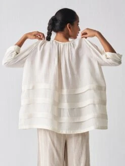 Ivory Multi-Pleat Top -Charmers Shop ss23t03b