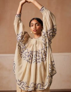 Ivory Spiral Gathered Top -Charmers Shop ss24gtivys5