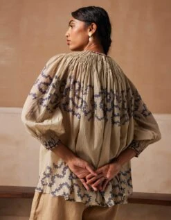 Ivory Spiral Gathered Top -Charmers Shop ss24gtivysb