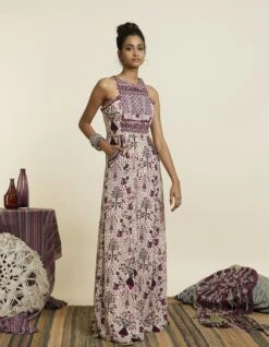 Safar Merlot Jaal Print Yoke Style Jumpsuit -Charmers Shop svalfw23k31f3 1