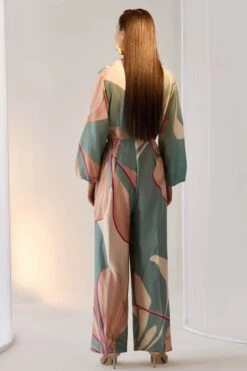 Iris Teal Print Havanna Knotted Jumpsuit -Charmers Shop thr17b