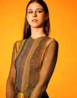 Green Stripe Print Bodysuit -Charmers Shop trtrs23019b