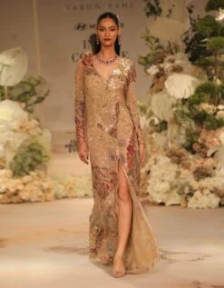 Beige Embroidered Gown