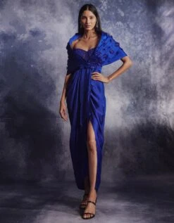 Azure Blue Embroidered Gown Set