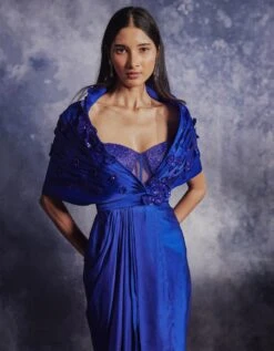 Azure Blue Embroidered Gown Set -Charmers Shop vcil10b