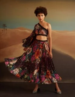 One Shoulder Pleated Sleeve Top