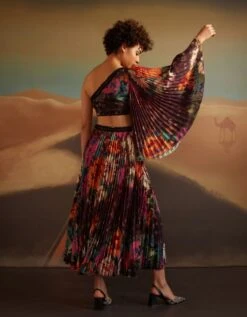 One Shoulder Pleated Sleeve Top -Charmers Shop veaw2335b