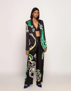 Paisley Print High-Rise Trousers With Elasticated Back