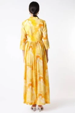 Yellow Georgette Side Tying Dress -Charmers Shop waahc528b
