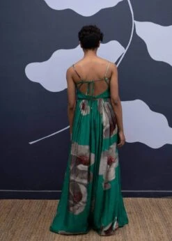 Green Printed White Poppies Dress -Charmers Shop yambillie17b